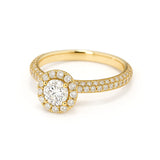Round Halo Engagement Ring  in Gold with Diamonds