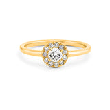 Round Shape Halo Style Ring in Gold with Diamonds