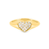 Heart Signet Pinky Ring in 14K Gold with Diamonds
