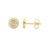 Halo Design Earrings in Gold with 32 Diamonds 0.16ct for pair of earrings