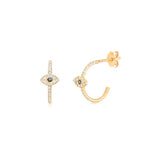 Evil Eye Hoop Earrings in Gold with Diamonds